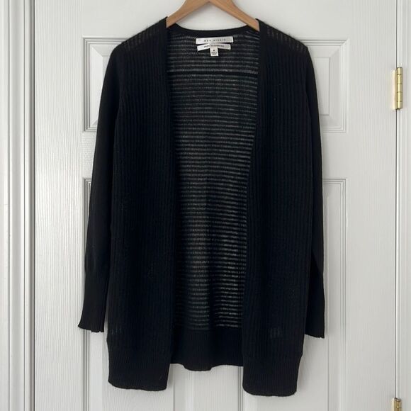 Max studio 100% pure black cashmere cardigan Sz medium - Picture 1 of 6